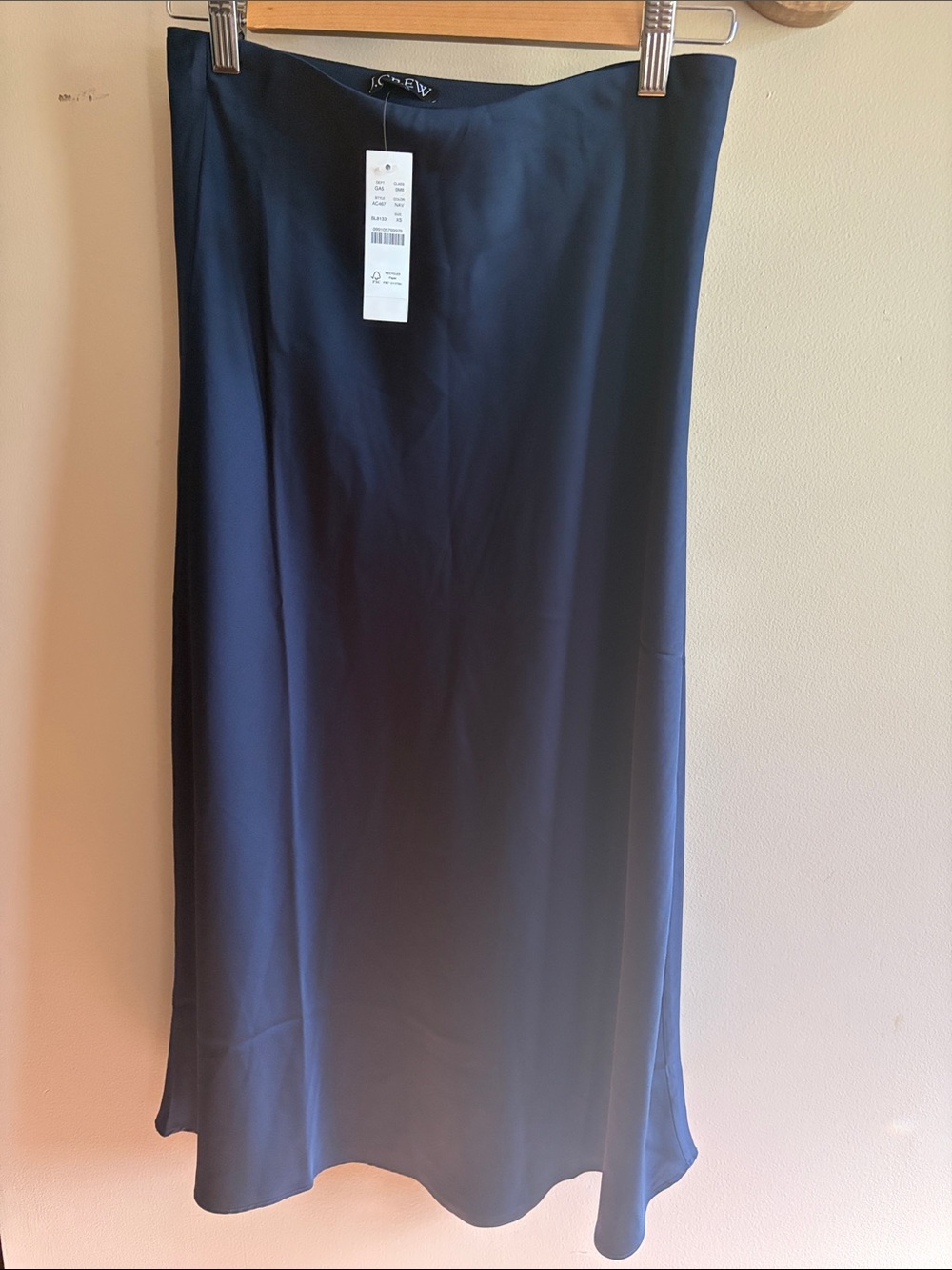 Jcrew NWT Gwyneth navy satin slip skirt xs - Picture 3 of 5